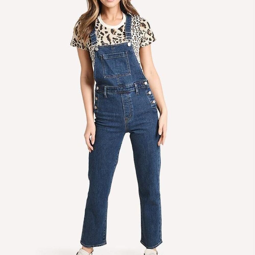 J Brand Women’s Sz XS Jules Denim Blue Overalls Straight Leg